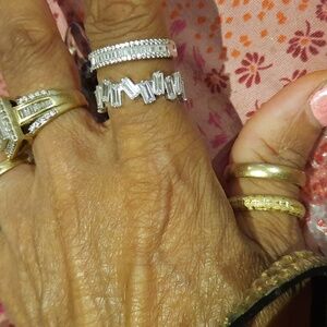 Authentic genuine RHODIUM CZ HIS HERS ANNIVERSARY WEDDING BAND RINGS 8 & 9 sizes